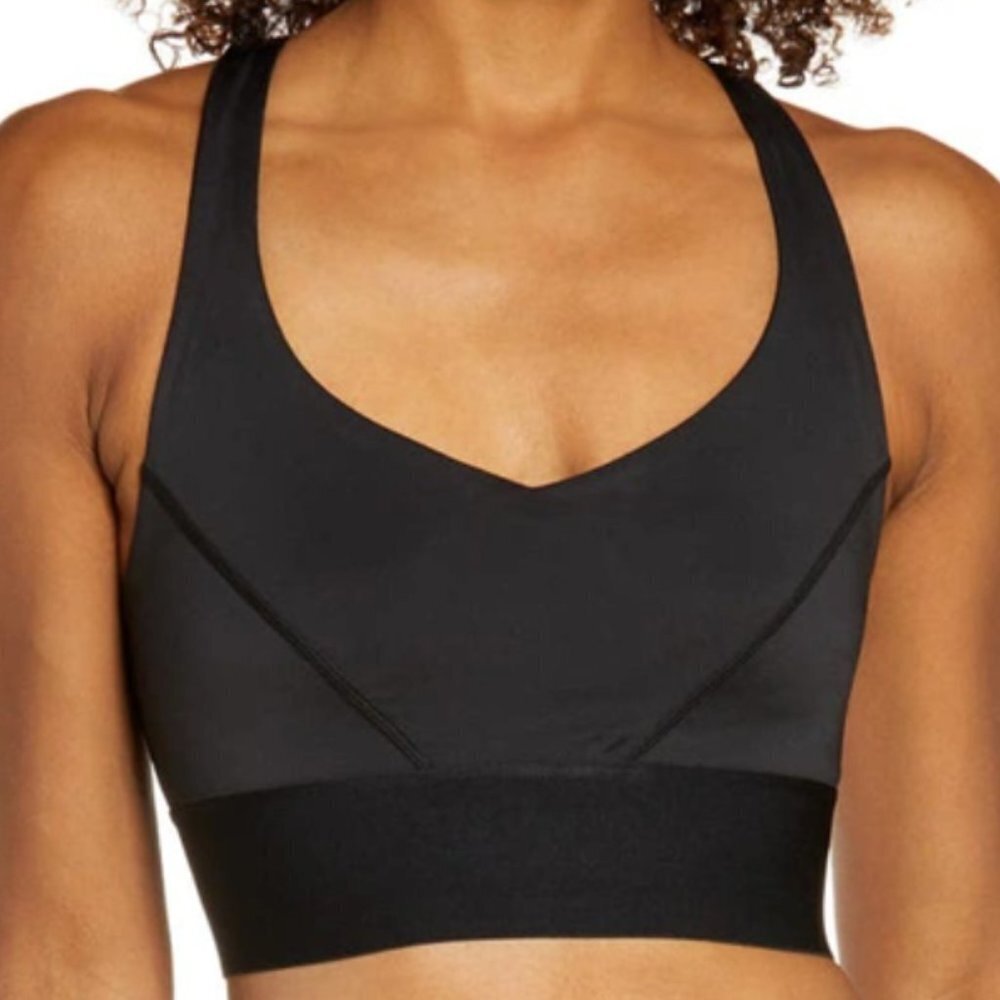 NEW Good American Core Racerback Performance Black Sports Bra SZ M (2)